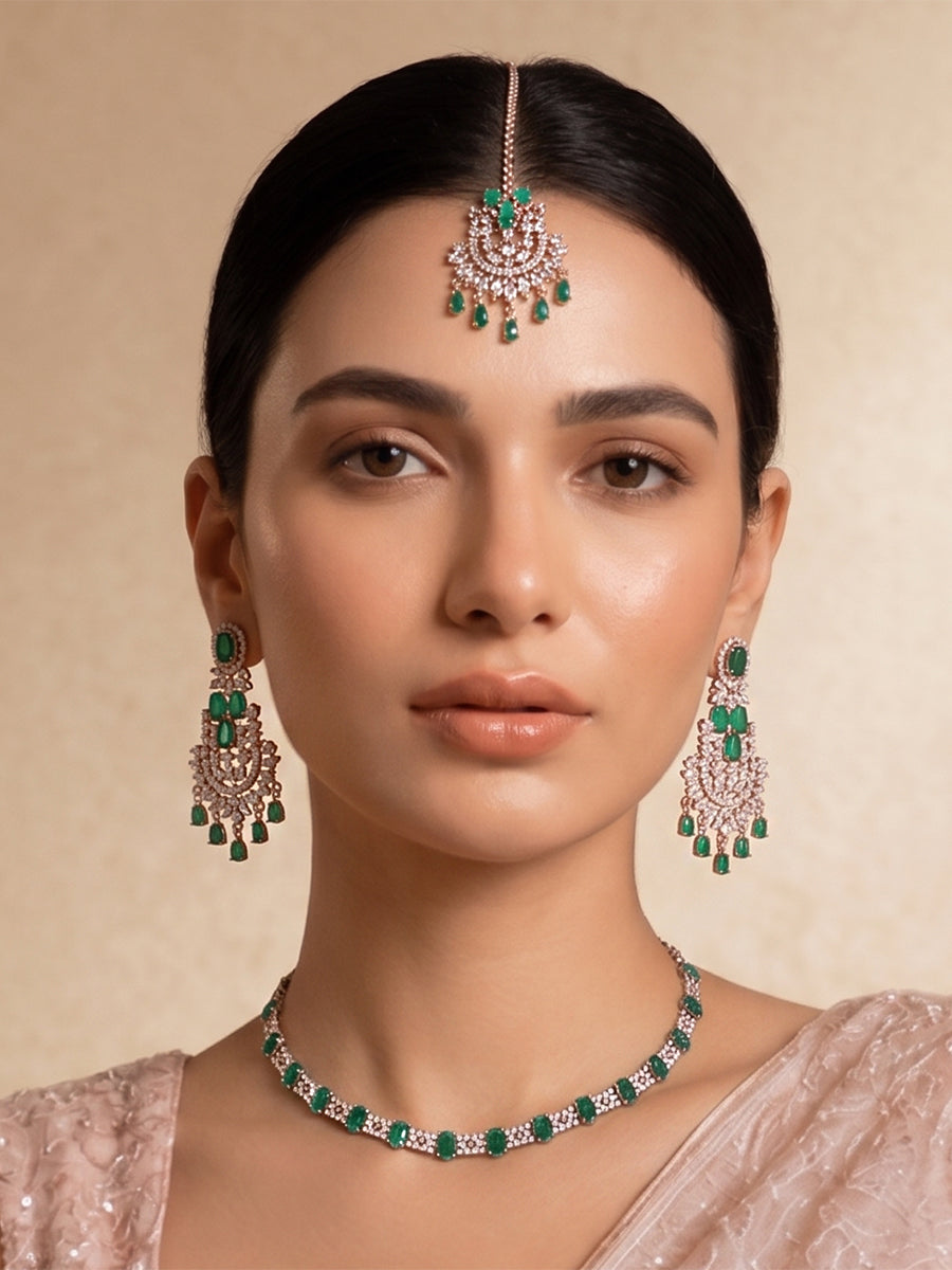 Aleena Necklace Set-Green