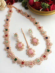 Tanisha Cz Long Necklace Set-Multicolor