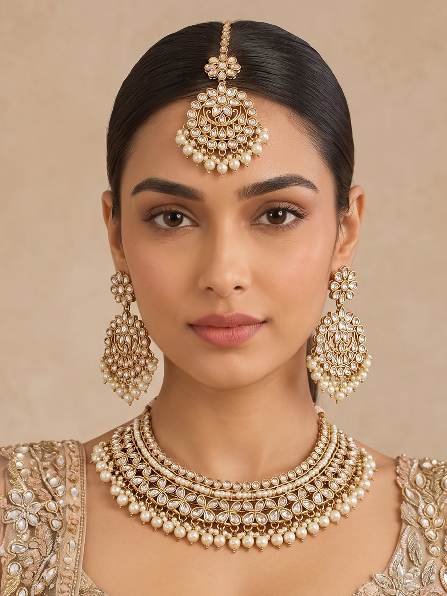 Mansha Necklace Set - White