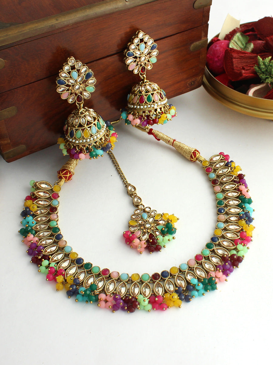 Abhilasha Necklace Set-Multicolor
