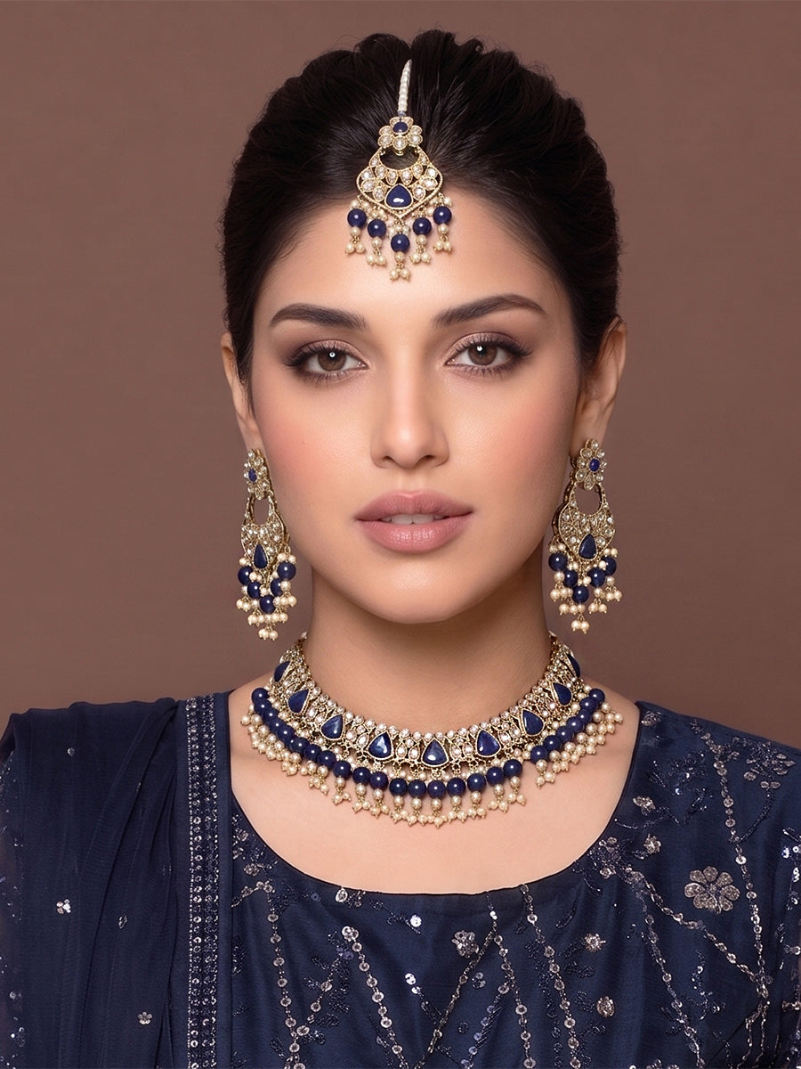 Anamika Necklace Set-Blue