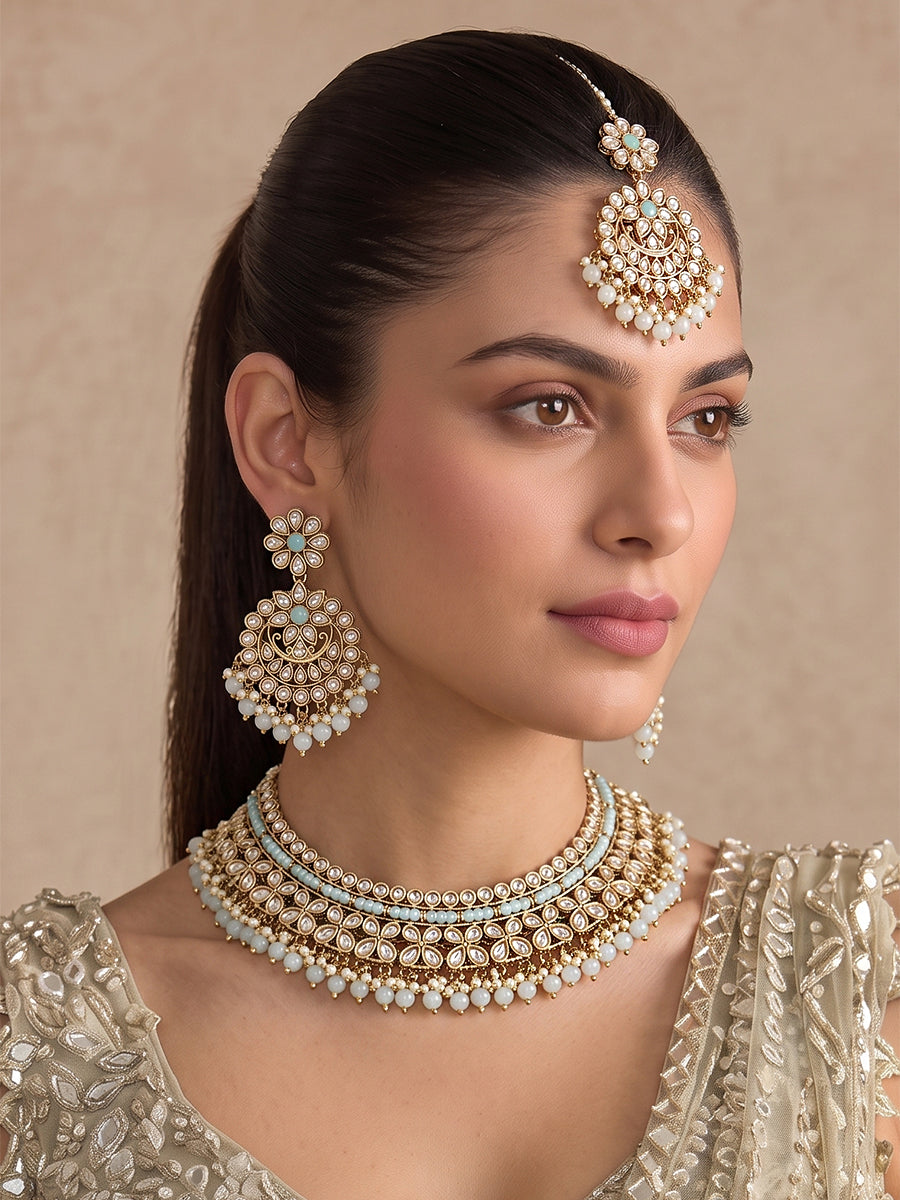Mansha Necklace Set - Aqua