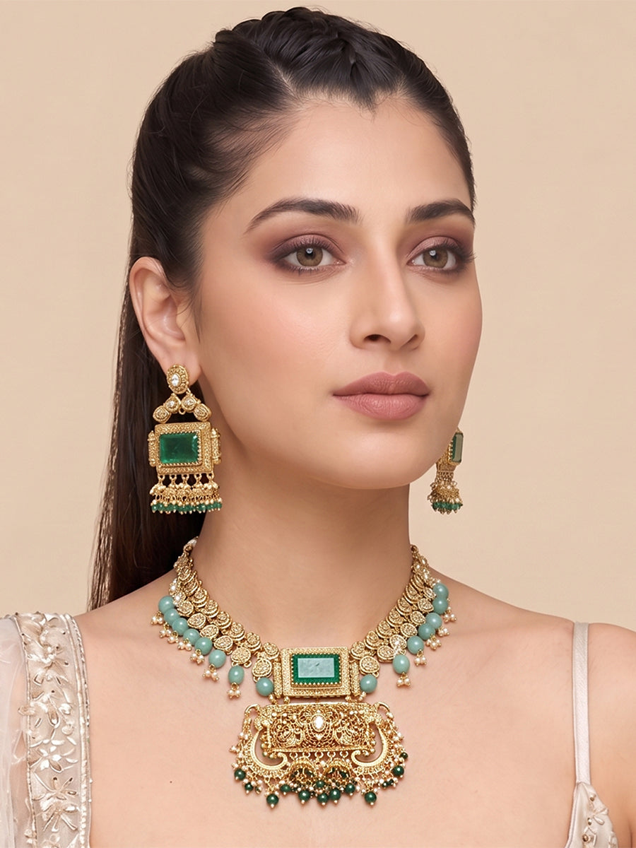 Esha Necklace Set - Green