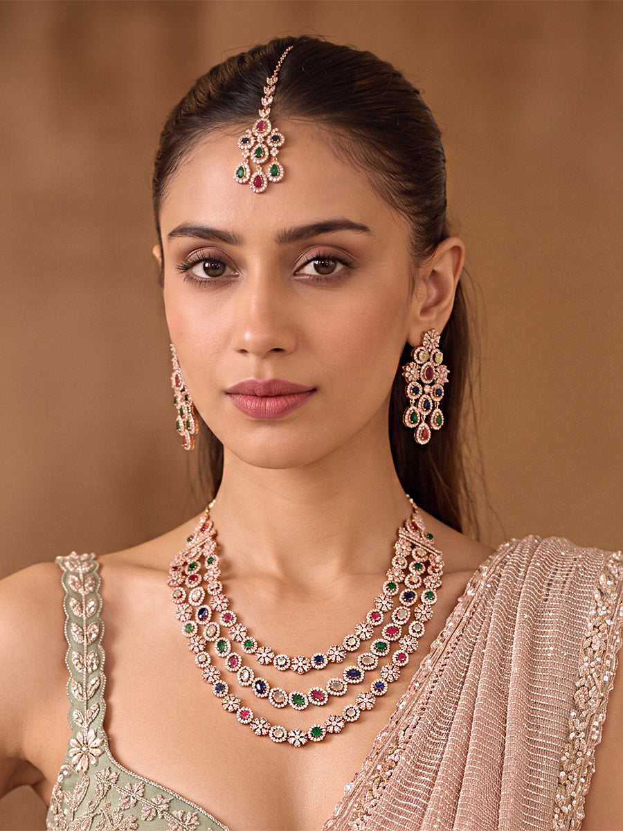 Shanaya Layered Necklace Set-Multicolor
