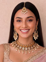 Rubina Choker Necklace Set-Gold