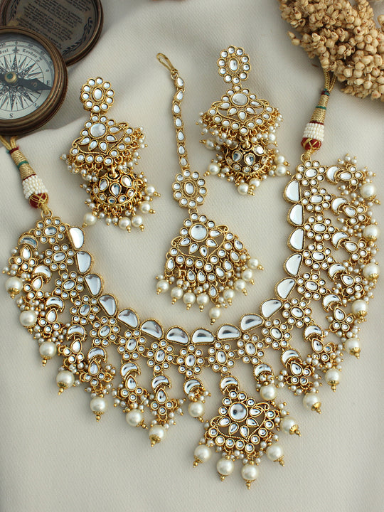 Zeenat Necklace Set-white