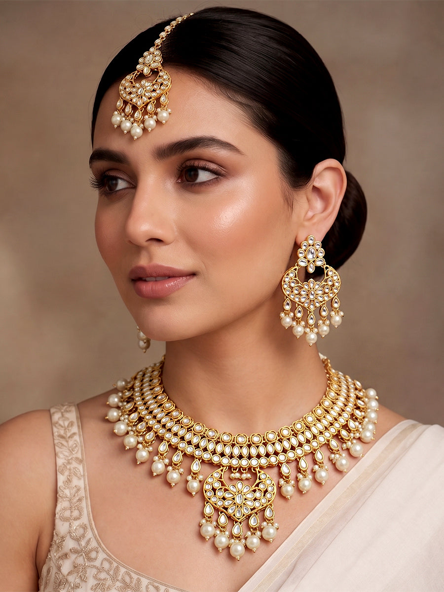 Ruhika Necklace Set  - White