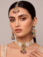 Sia Choker Necklace Set-Multicolor