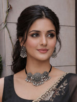 Poorvi Choker Necklace Set-Antique Silver