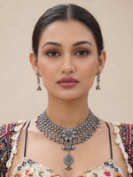 Ipshita Bib Necklace Set-Antique Silver