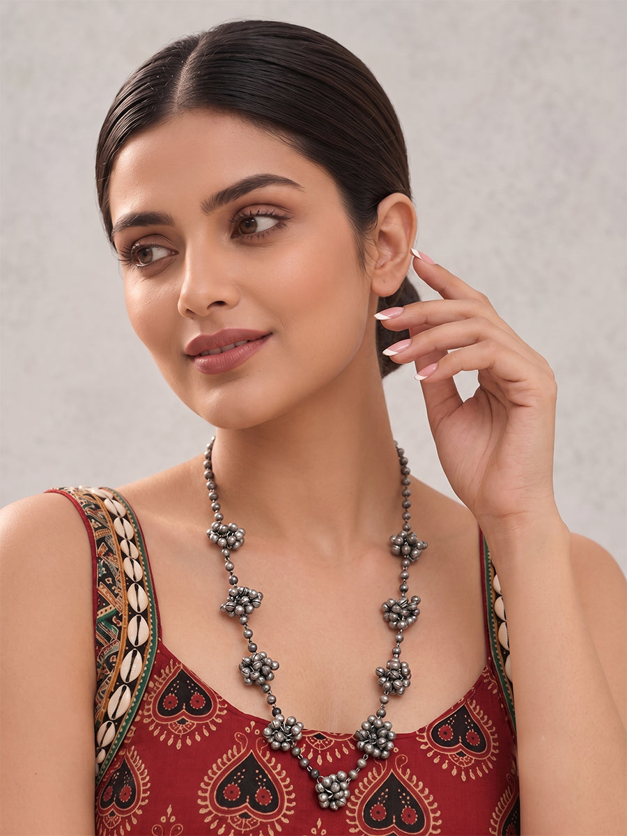 Ushmi Long Necklace-Antique Silver