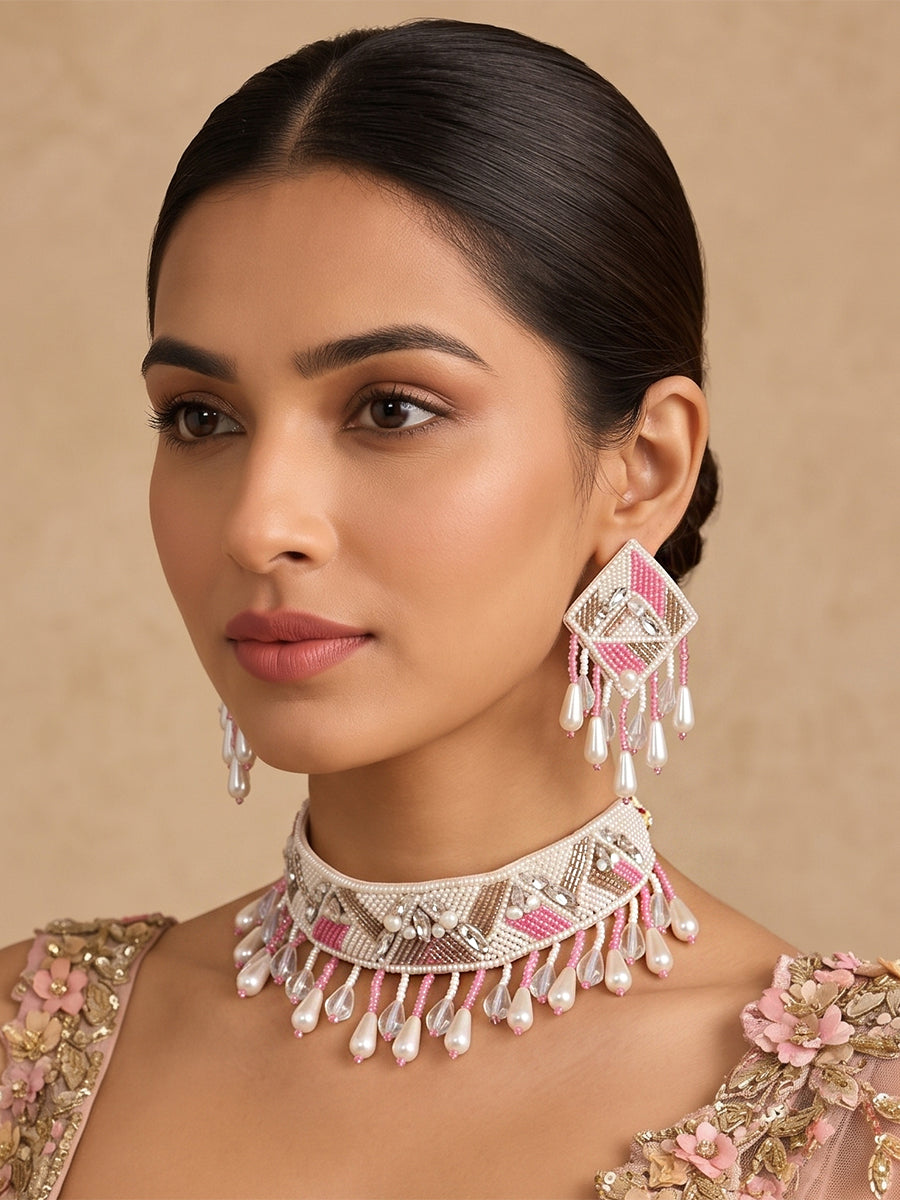 Asiya Necklace Set-Pink