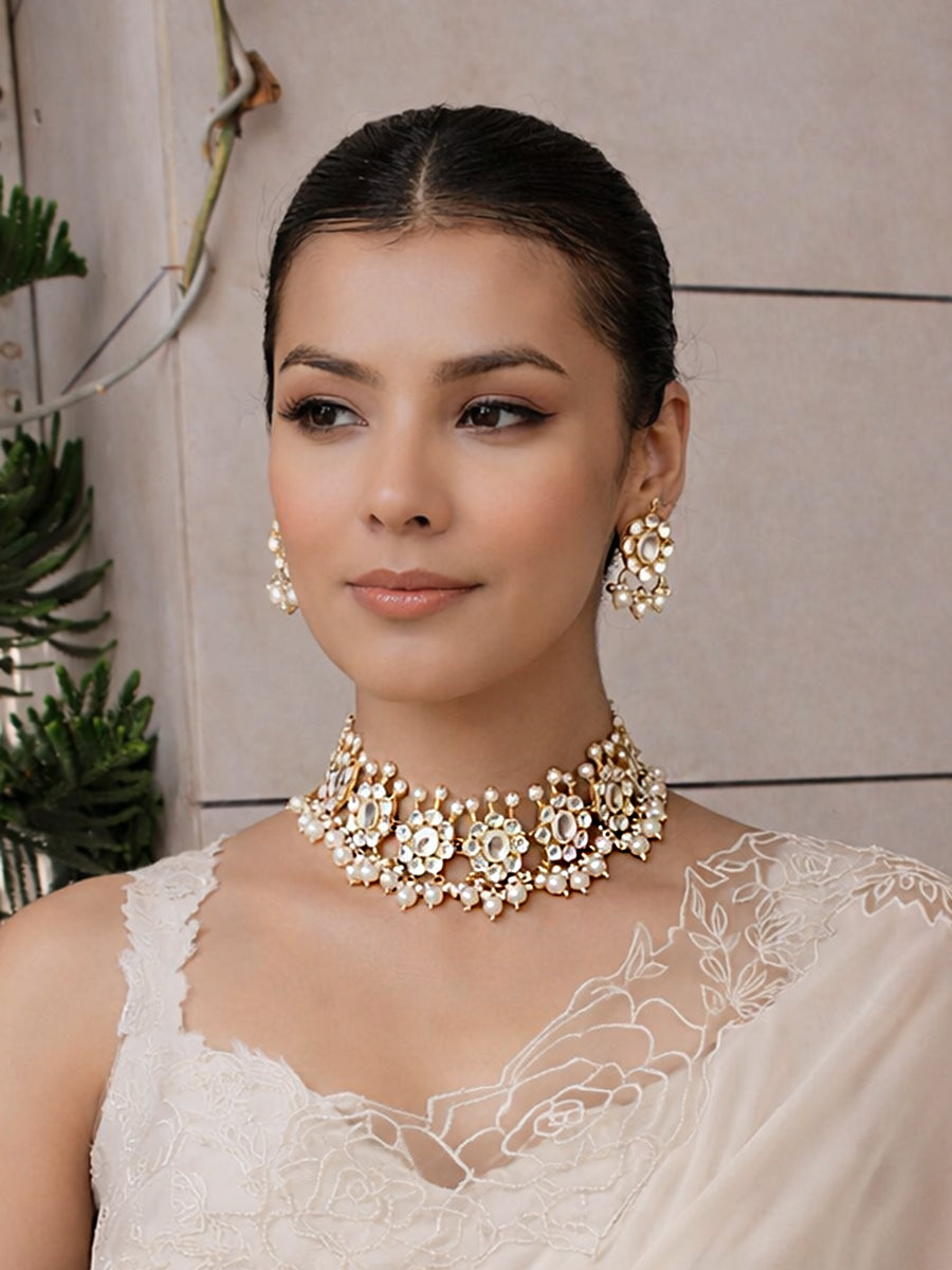 Yami Choker Necklace Set-White