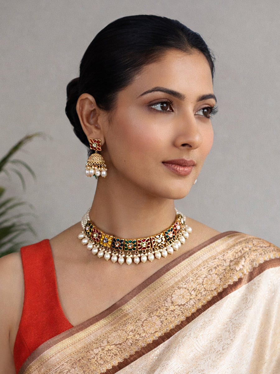 Dhriti Choker Necklace Set - Multicolor