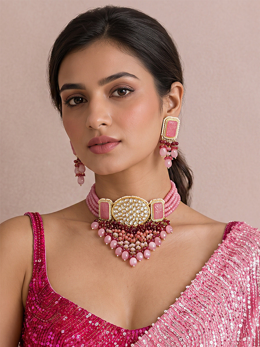 Kayra Necklace Set - Pastel Pink 