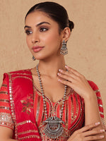 Maithili Long Necklace Set-Antique Silver