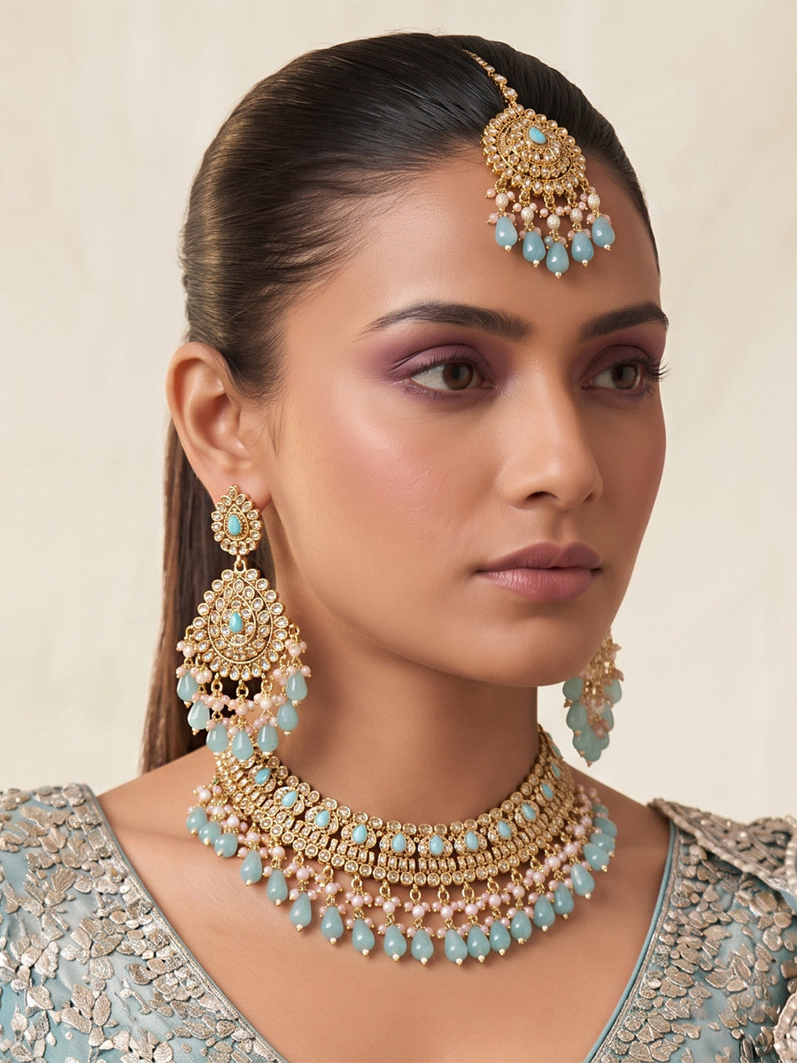Aradhya Necklace Set - Paste Pink