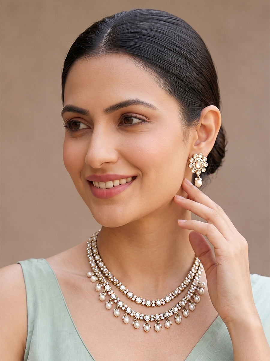 Shamika Necklace Set-White