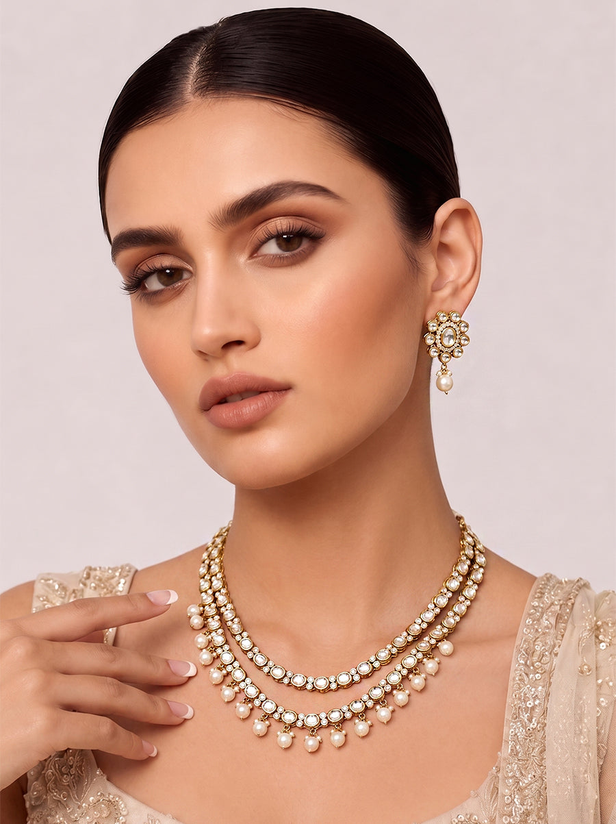 Shamika Necklace Set-White