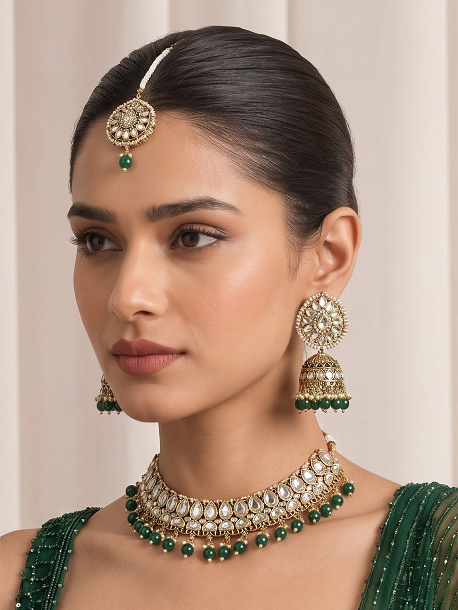 Shirin Mirror Necklace Set - Green
