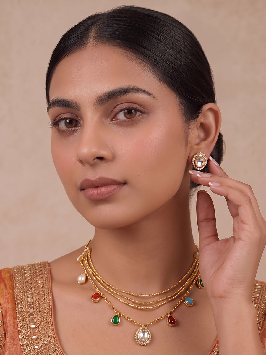 Pravya Layered Necklace Set-Multicolor