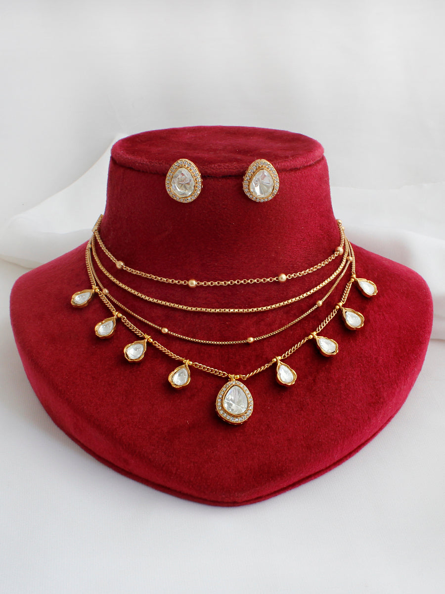 Pravya Layered Necklace Set-Gold