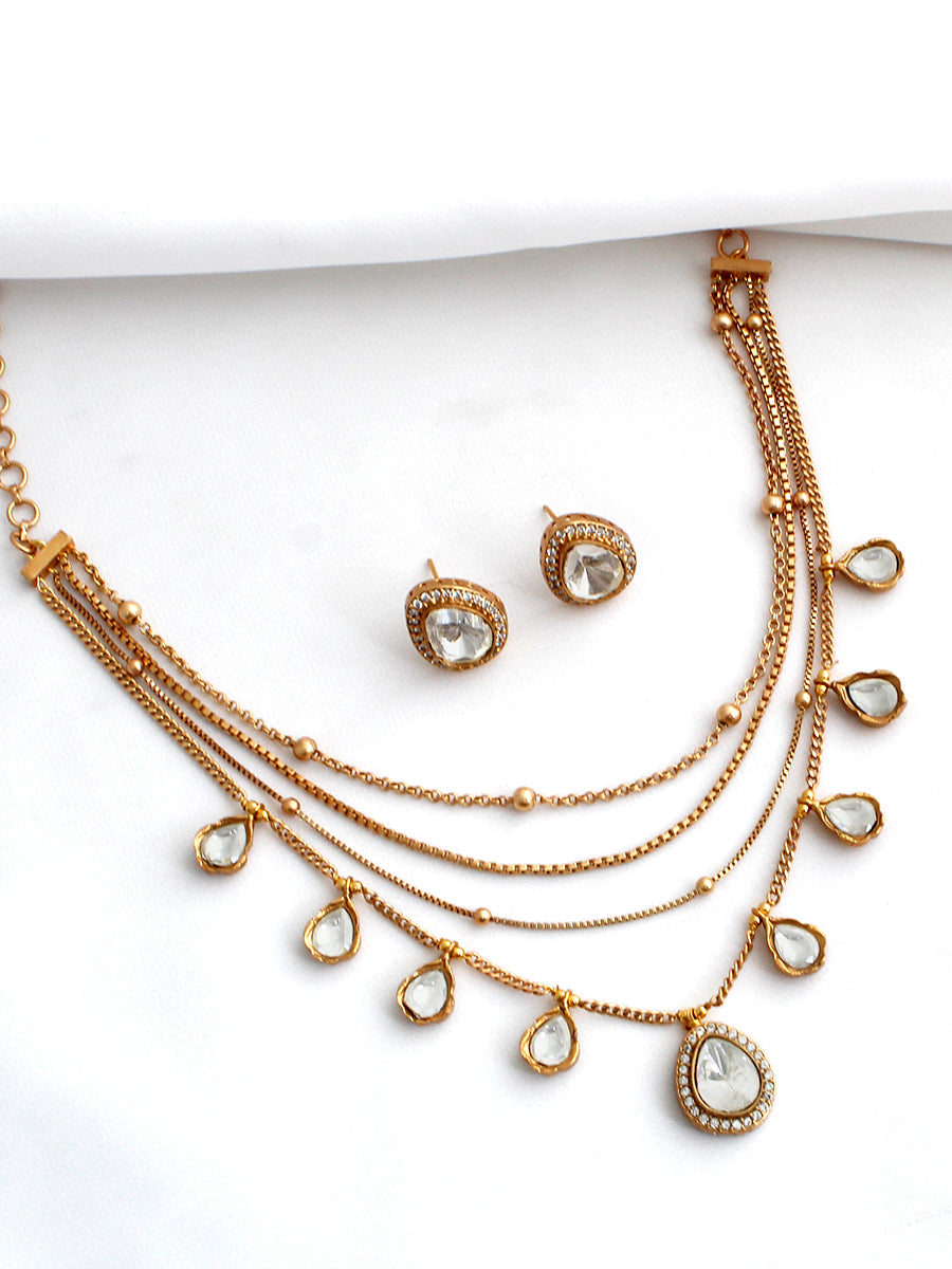 Pravya Layered Necklace Set-Gold