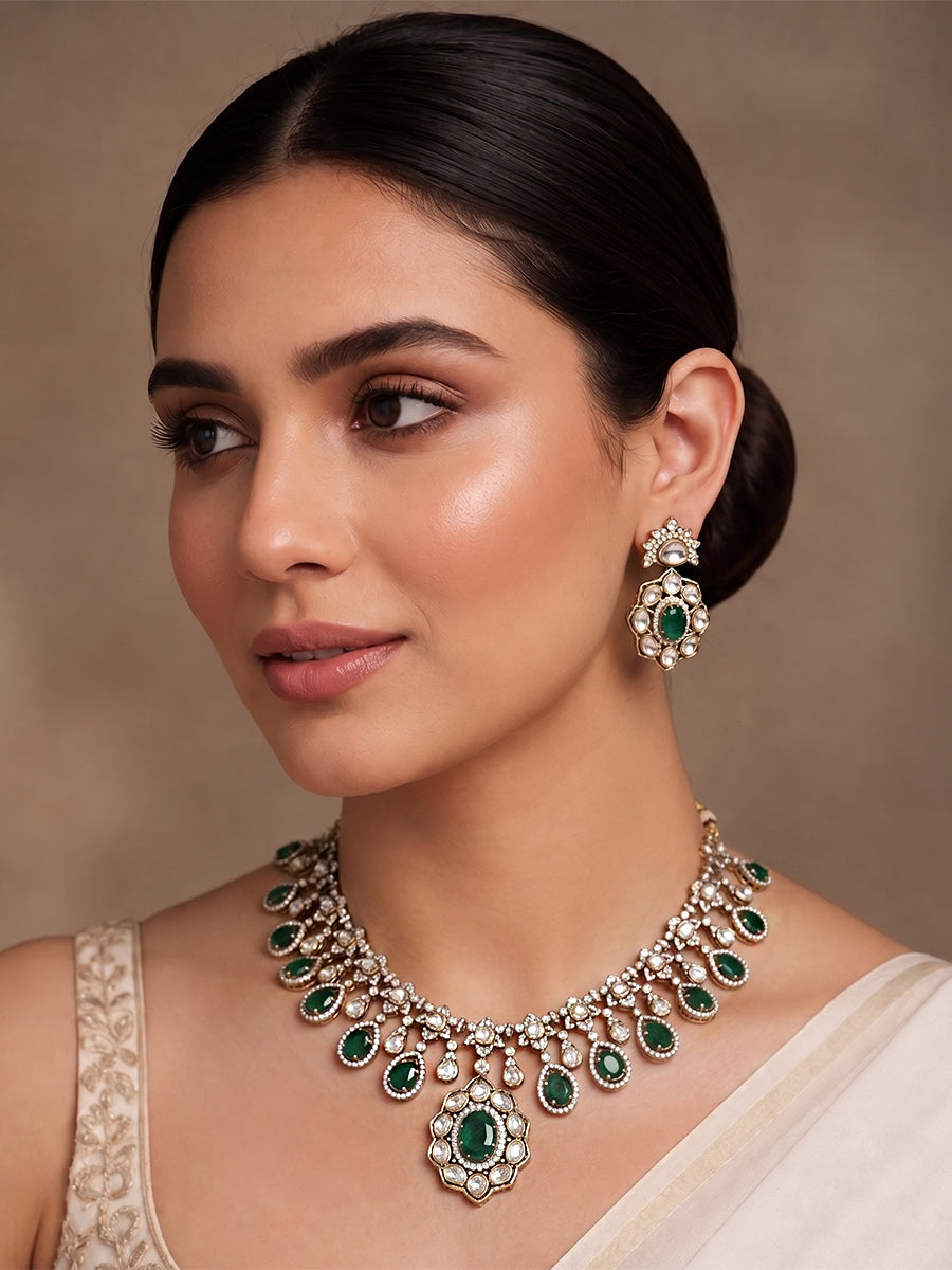 Neeti Necklace Set-Green