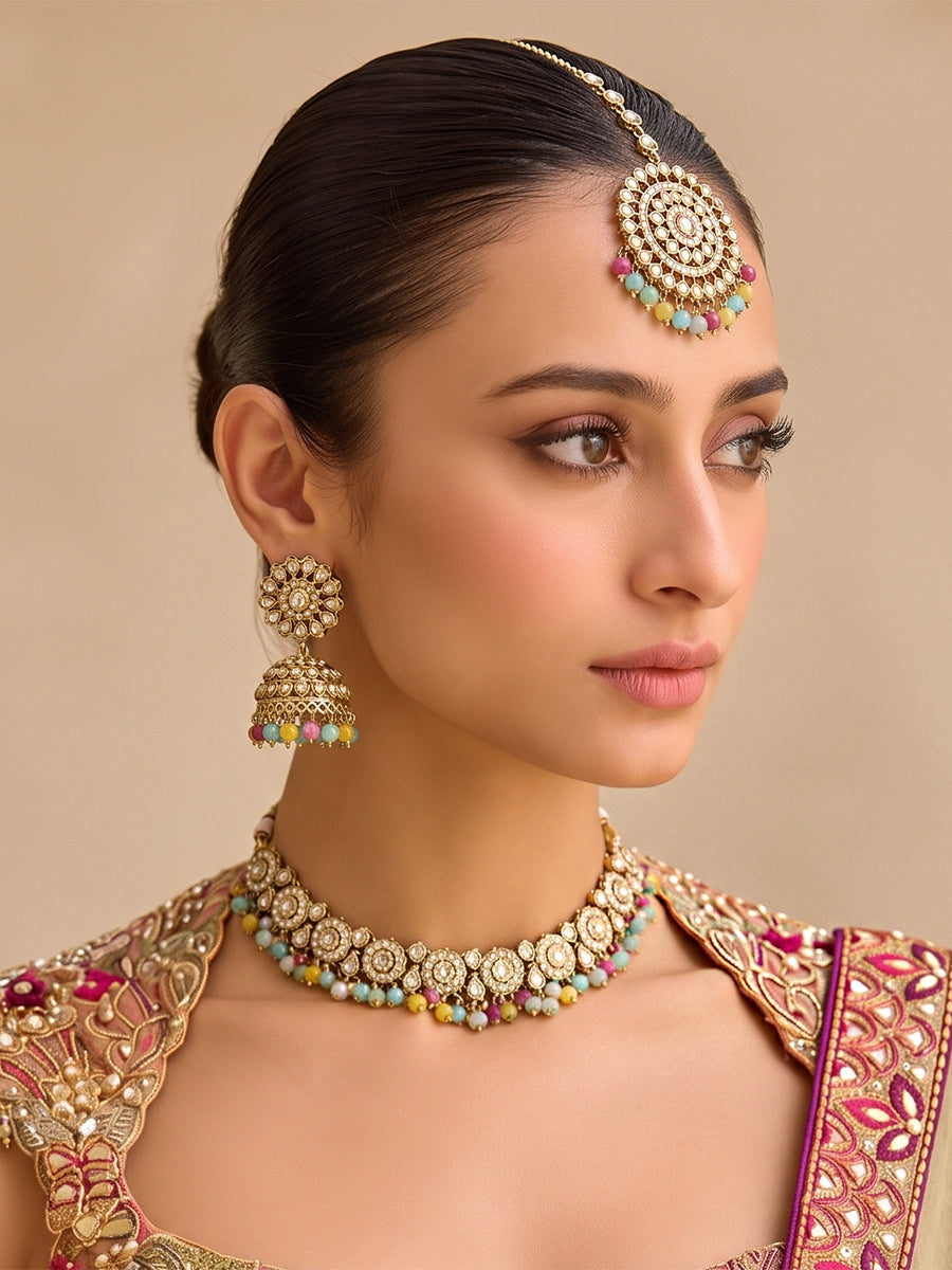 Reet Choker Necklace Set- Multiclor