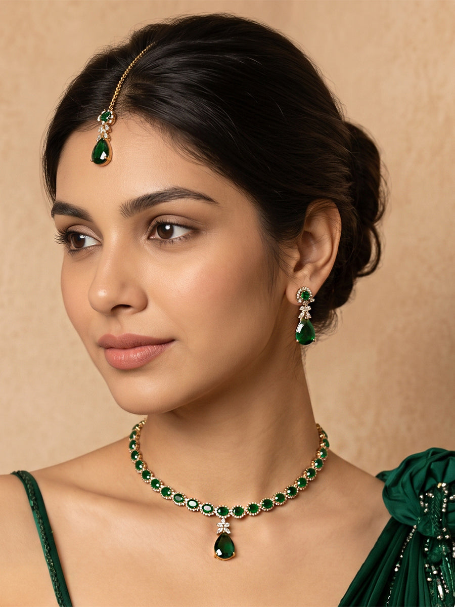 Noah Pendant Necklace set  - Green 