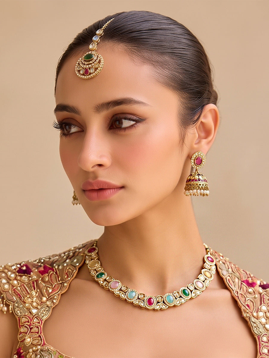 Lavika necklace set-Multicolor