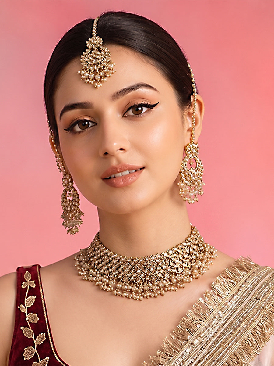 Arvika Choker Necklace Set-Gold
