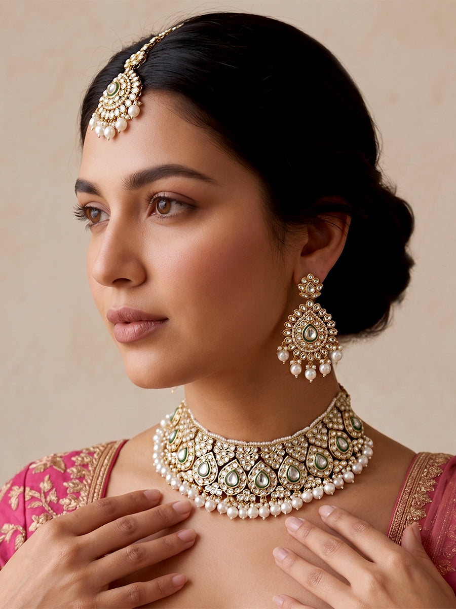 Niyati Necklace Set-Pearl