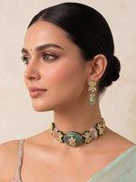 Shikha Choker Necklace Set - Mint green
