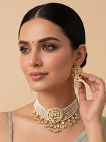 Nihira Choker Necklace Set - Gold