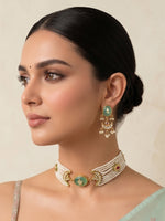 Antra Choker Necklace Setb- Mint green

