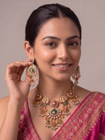 Ritanshi Bib Necklace Set-Multicolor