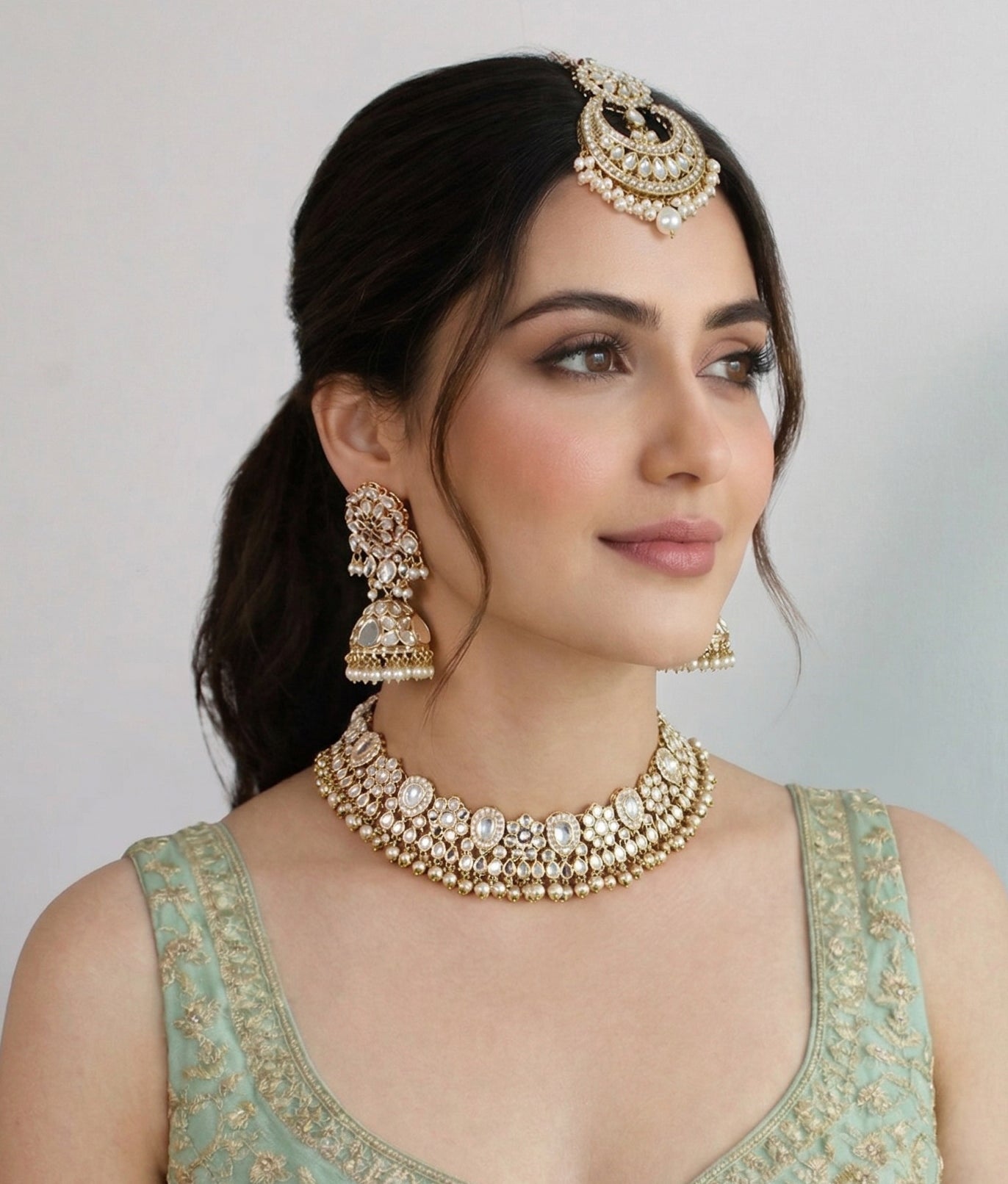 Savira Mirror Necklace Set-Gold