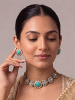 Shivira Choker Necklace Set-Turquoise