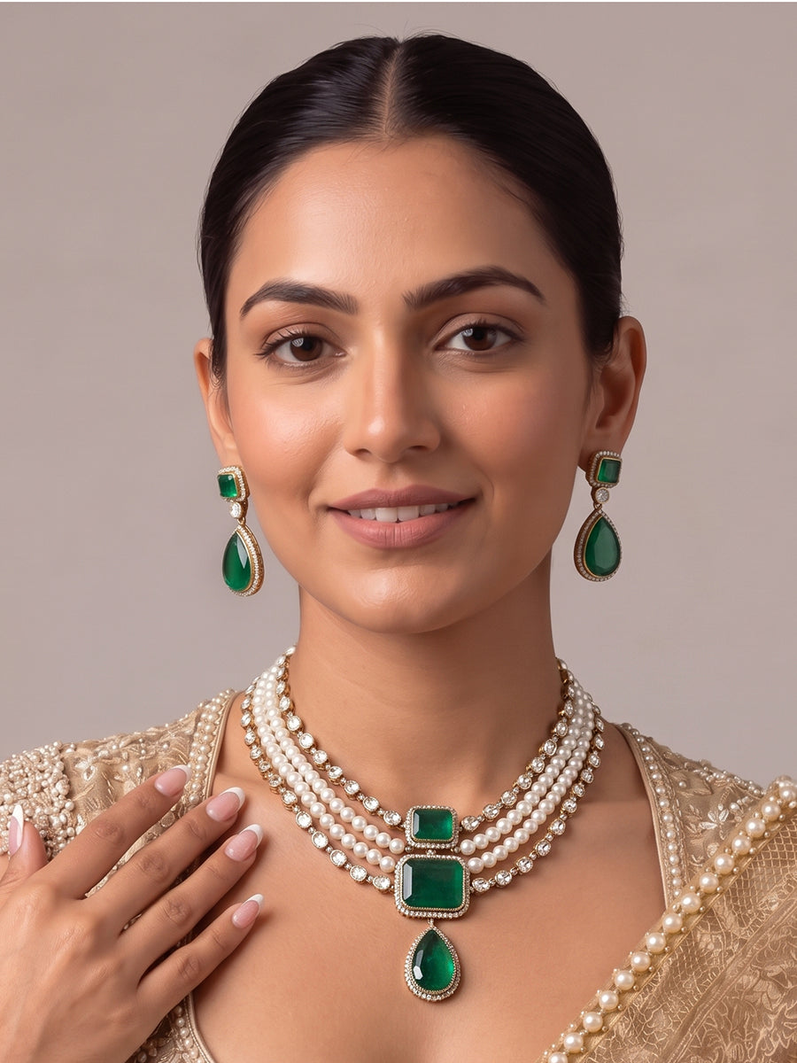 Tavishi Necklace Set-Green