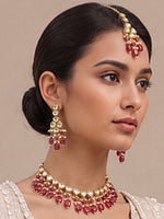 Bhavya Necklace Set-Ruby Pink