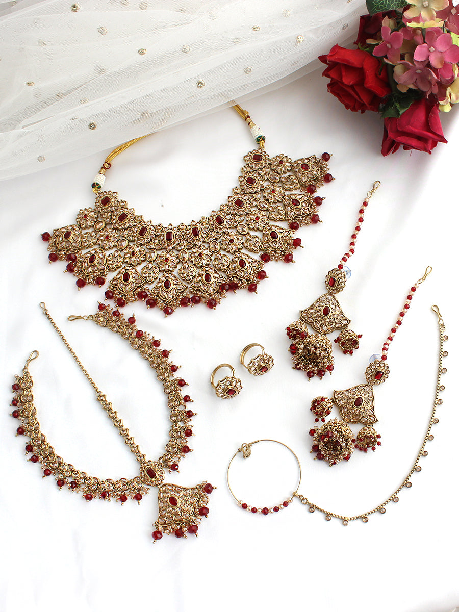 Kiara Bridal Set-Maroon
