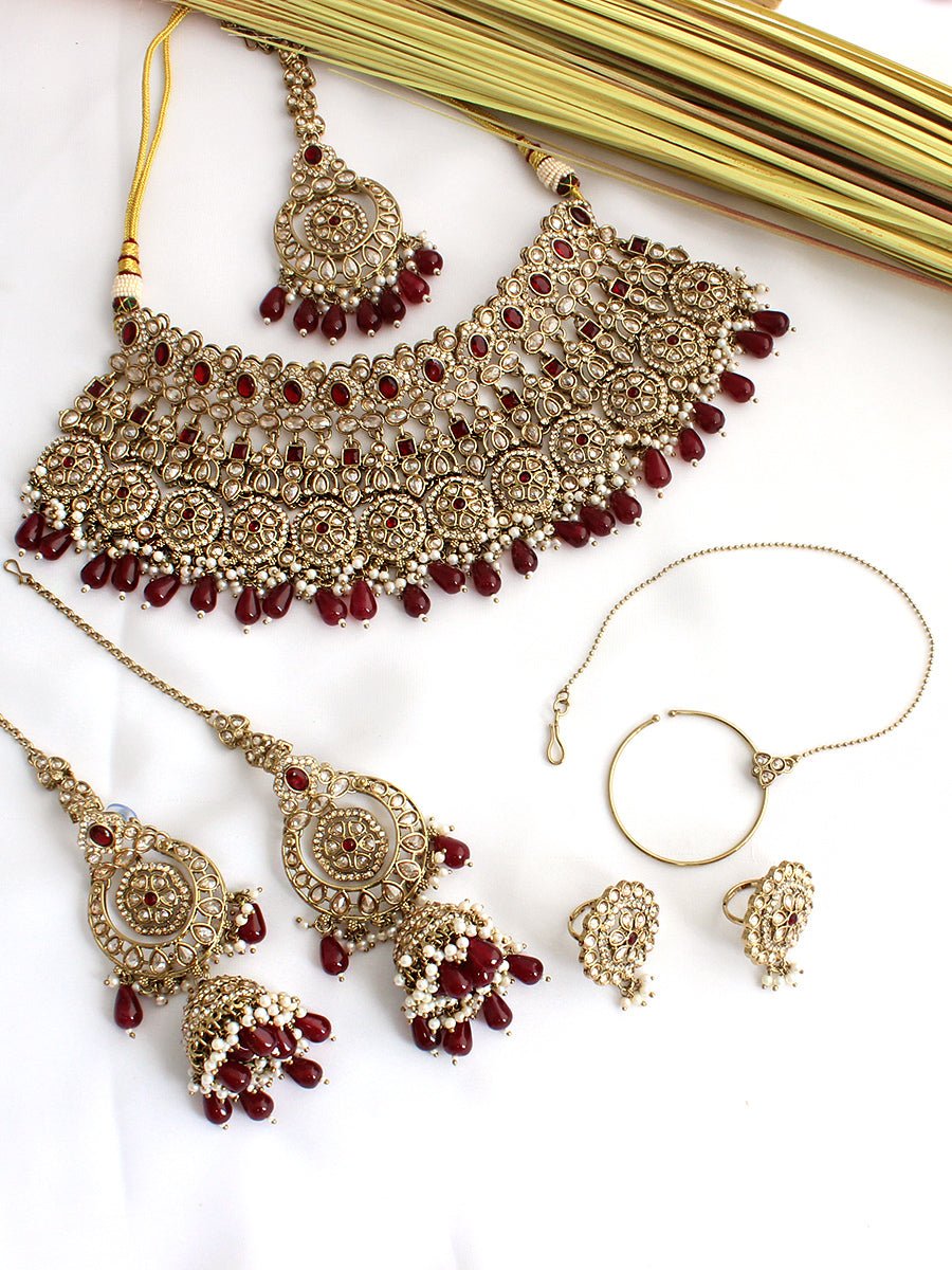 Navira Bridal Set-Maroon