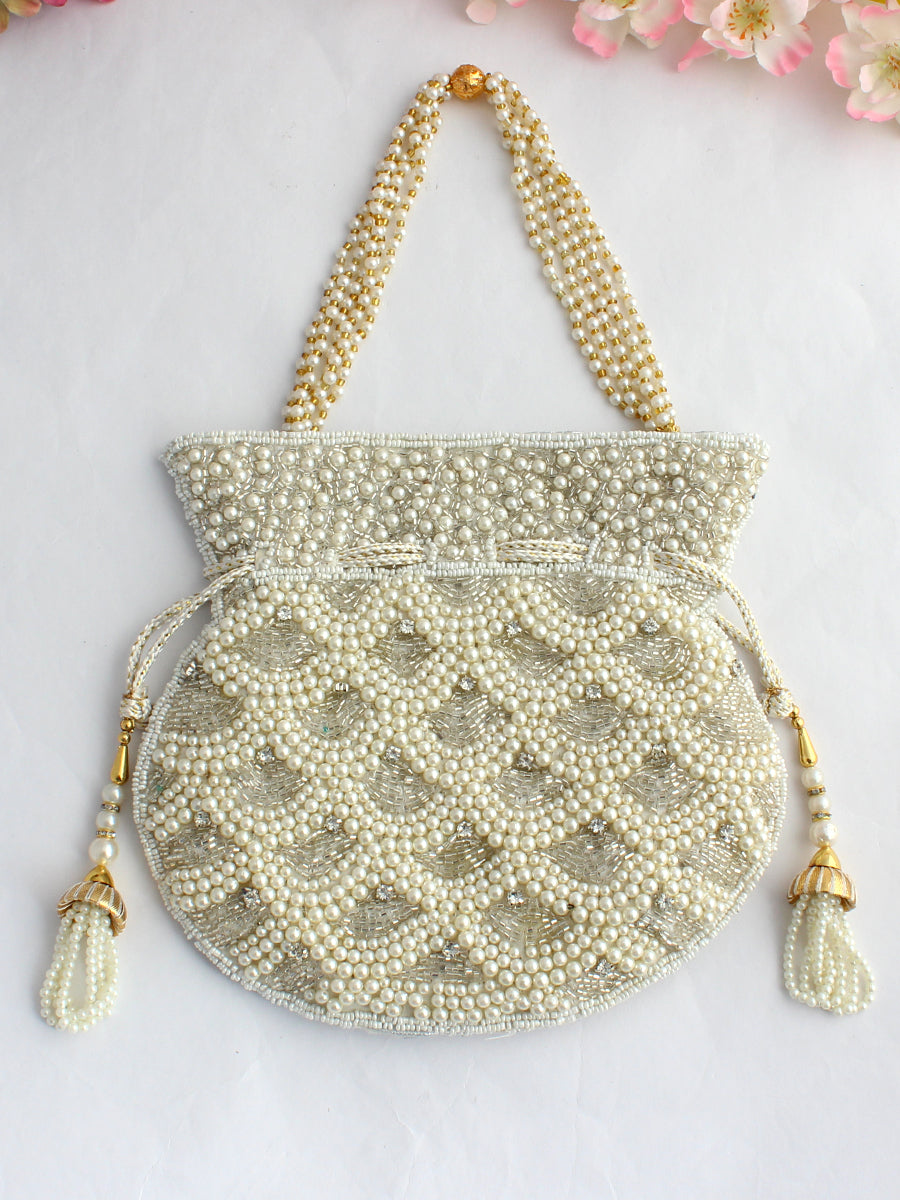 Twos Company Capiz Shell Beaded Handbag Wood Top Handle Purse Clutch Ivory  Boho | eBay