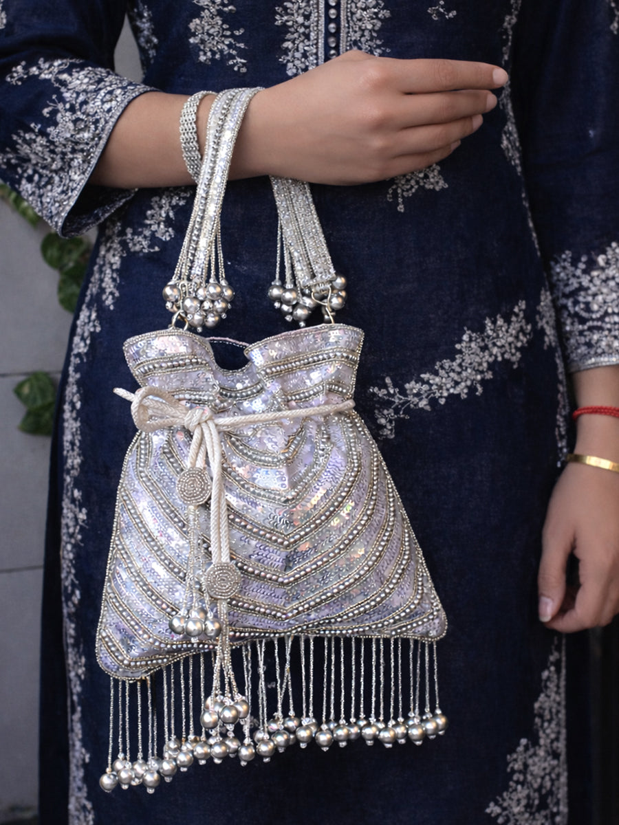 Amyra Potli Bag-Silver
