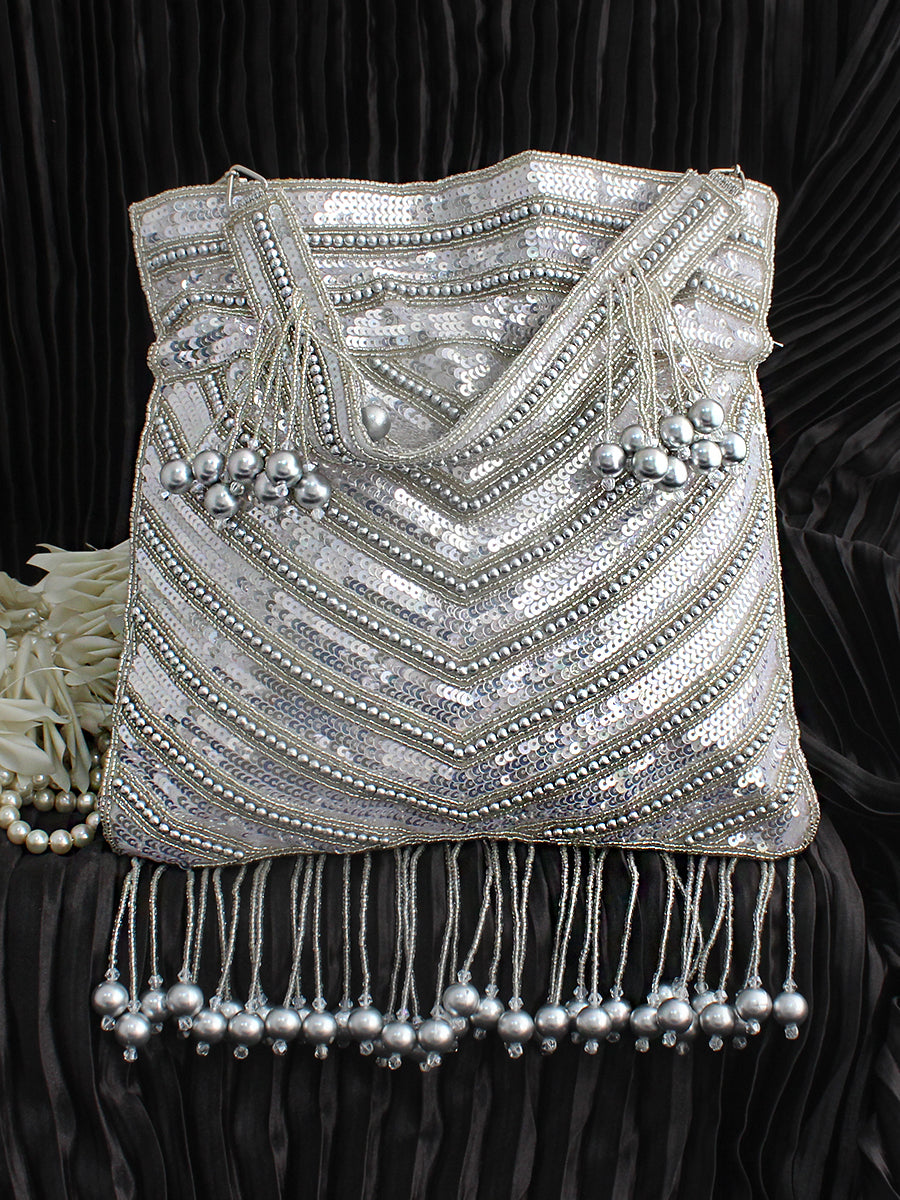 Amyra Potli Bag-Silver