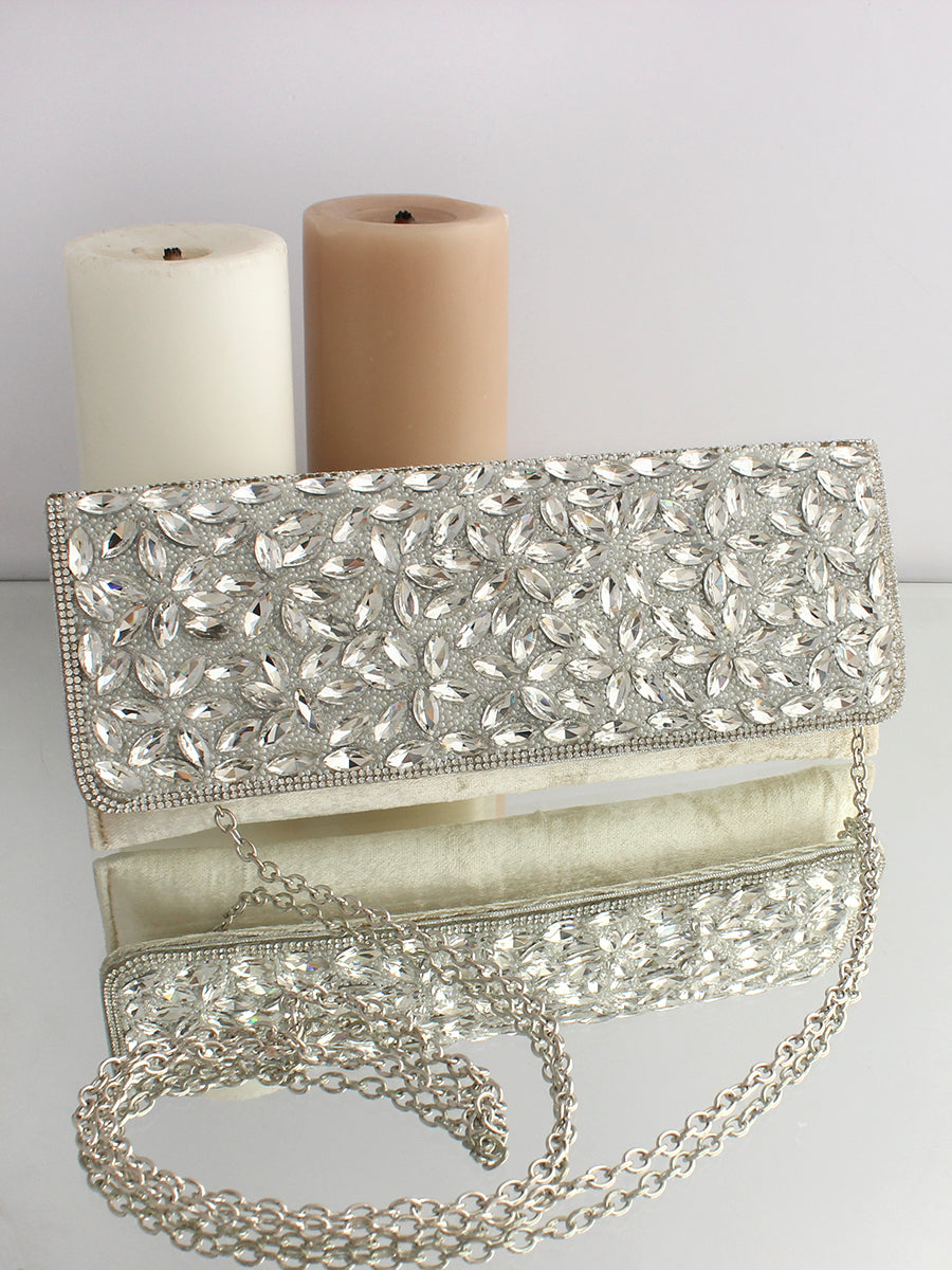 Noshin Clutch Bag-Silver