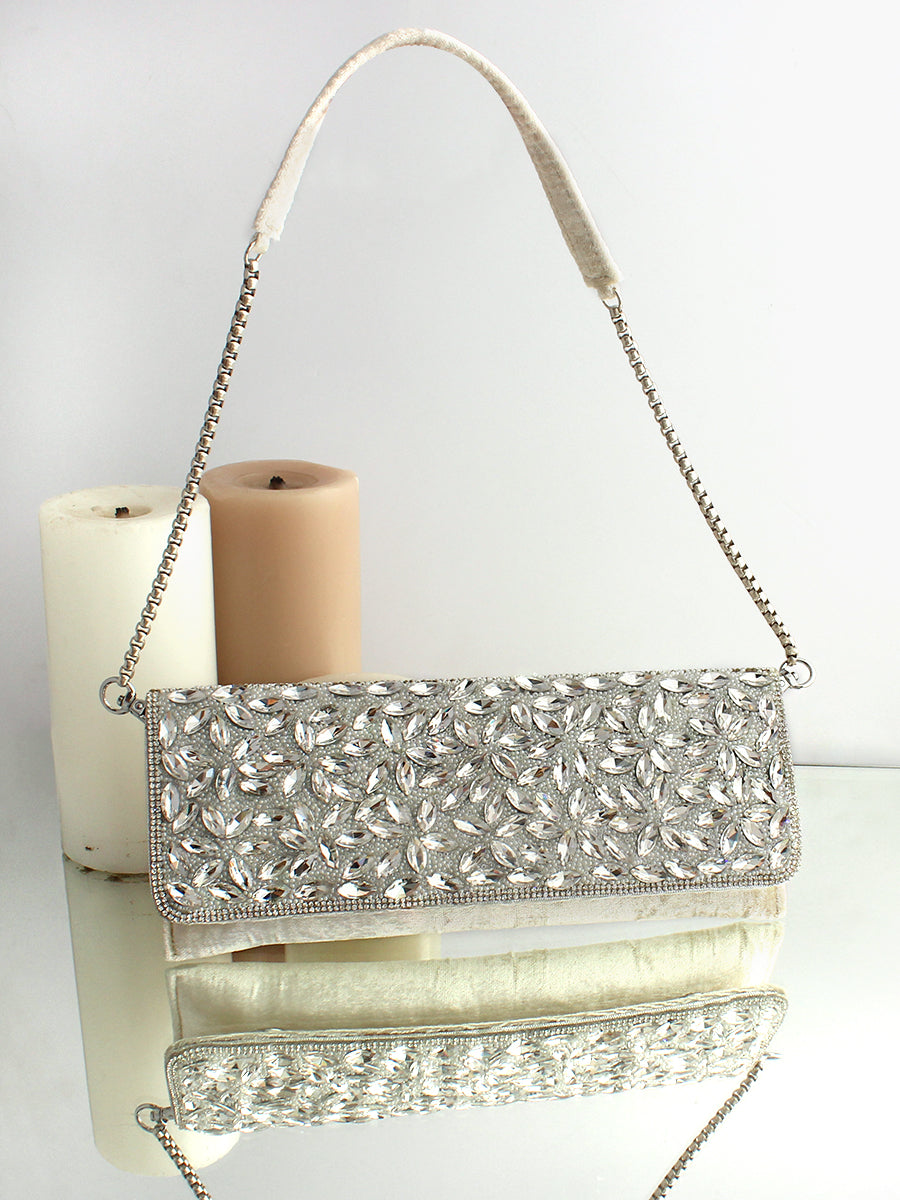 Noshin Clutch Bag-Silver