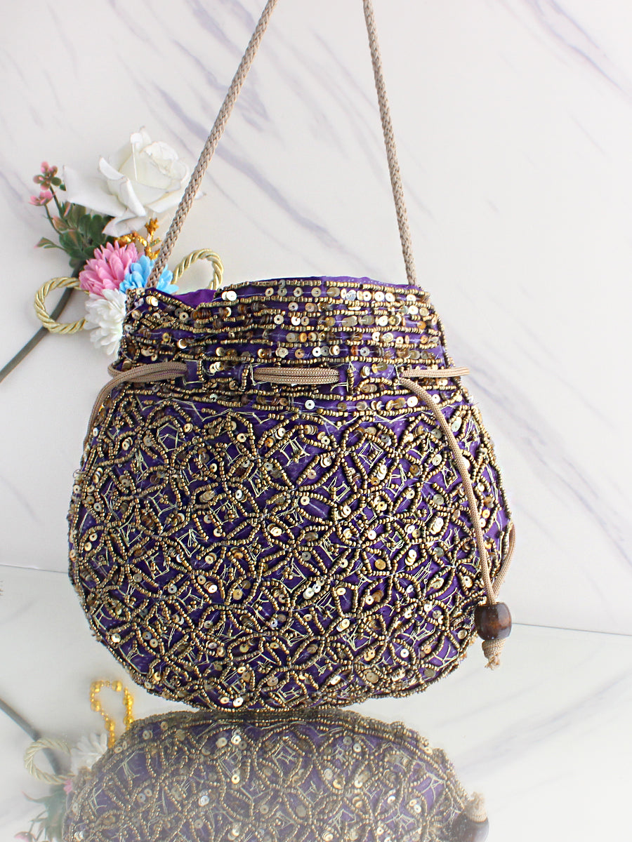 Aneeza Potli Bag-Purple
