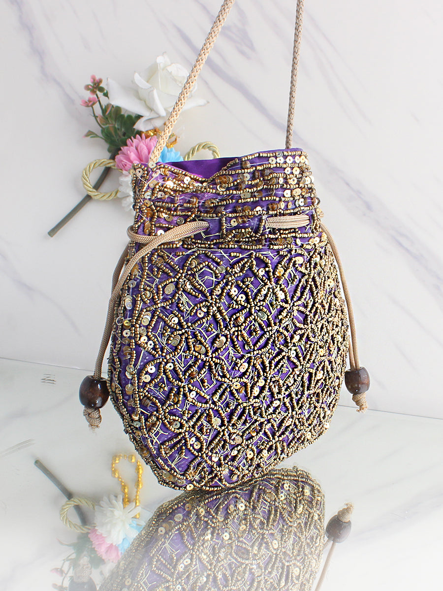 Aneeza Potli Bag-Purple